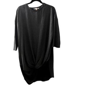 Forever 21 Women's Charcoal Twisted Front Knee Length Sweatshirt Dress Large NWT